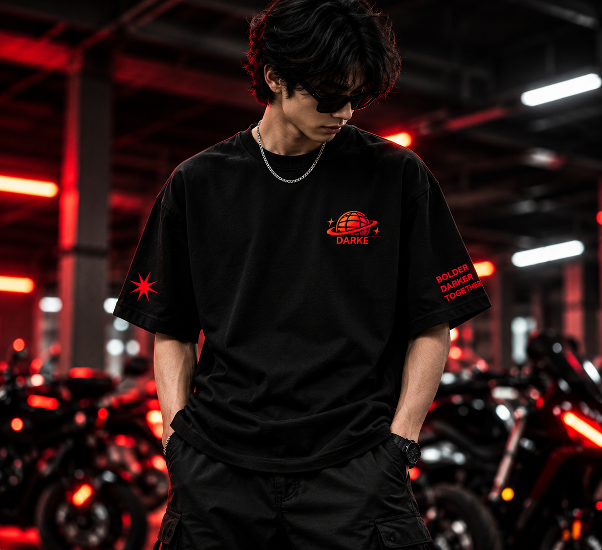 DARKE Time Is Running Out oversized T-shirt front model