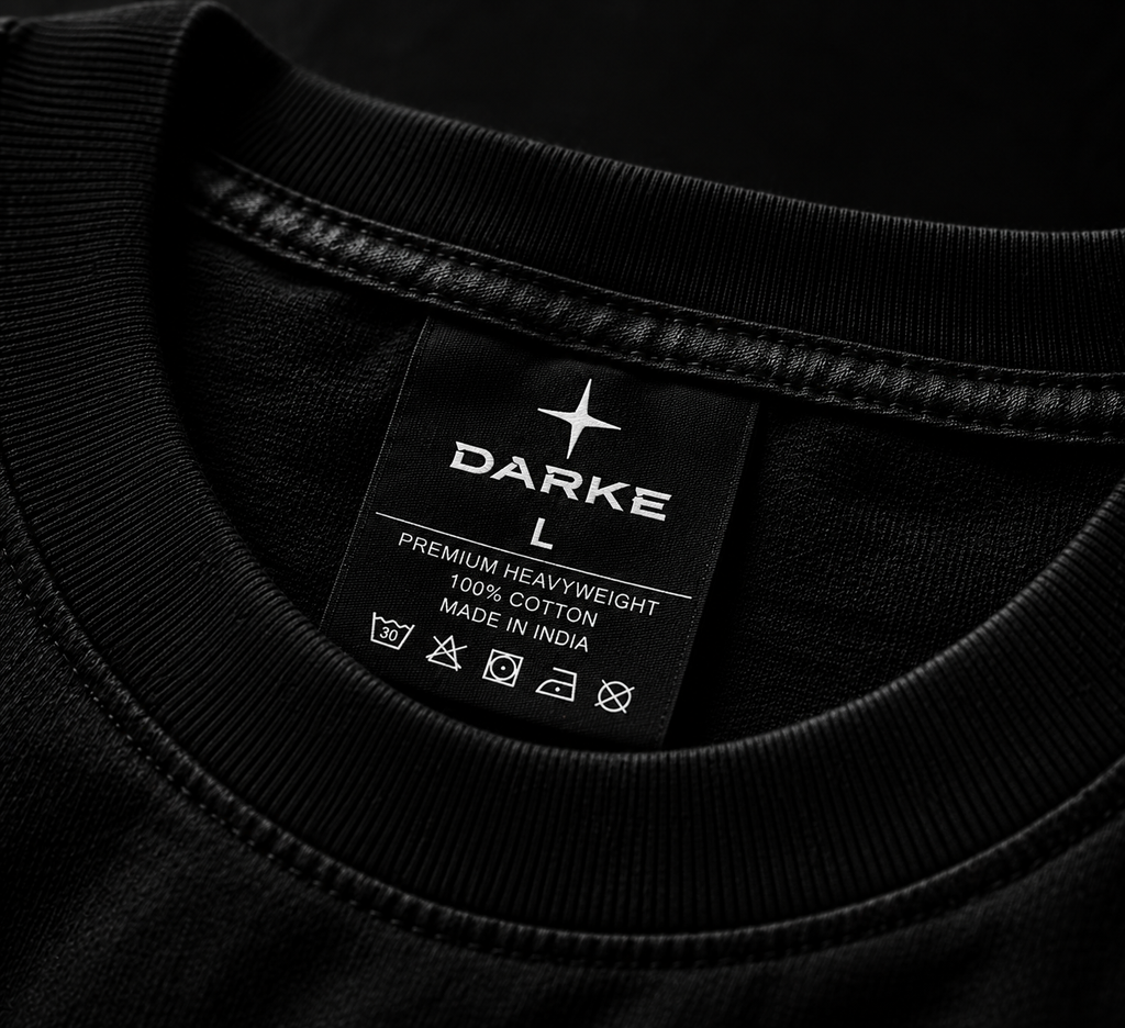 DARKE neck label close-up detail
