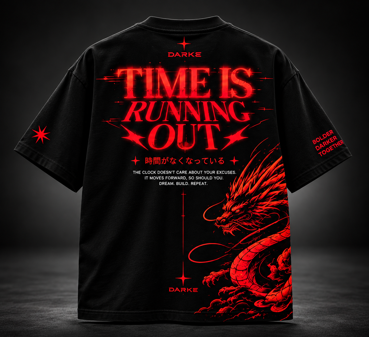 DARKE Time Is Running Out oversized T-shirt back product shot